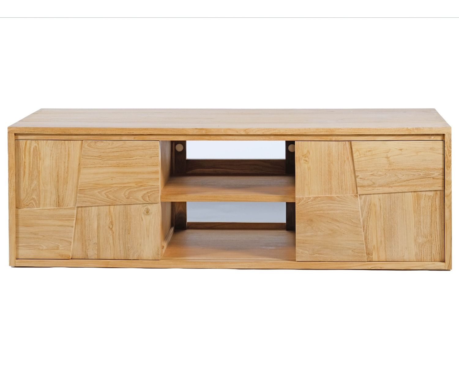 Meuble sous vasque suspendu en teck avec portes coulissantes 140 cm "Tao"