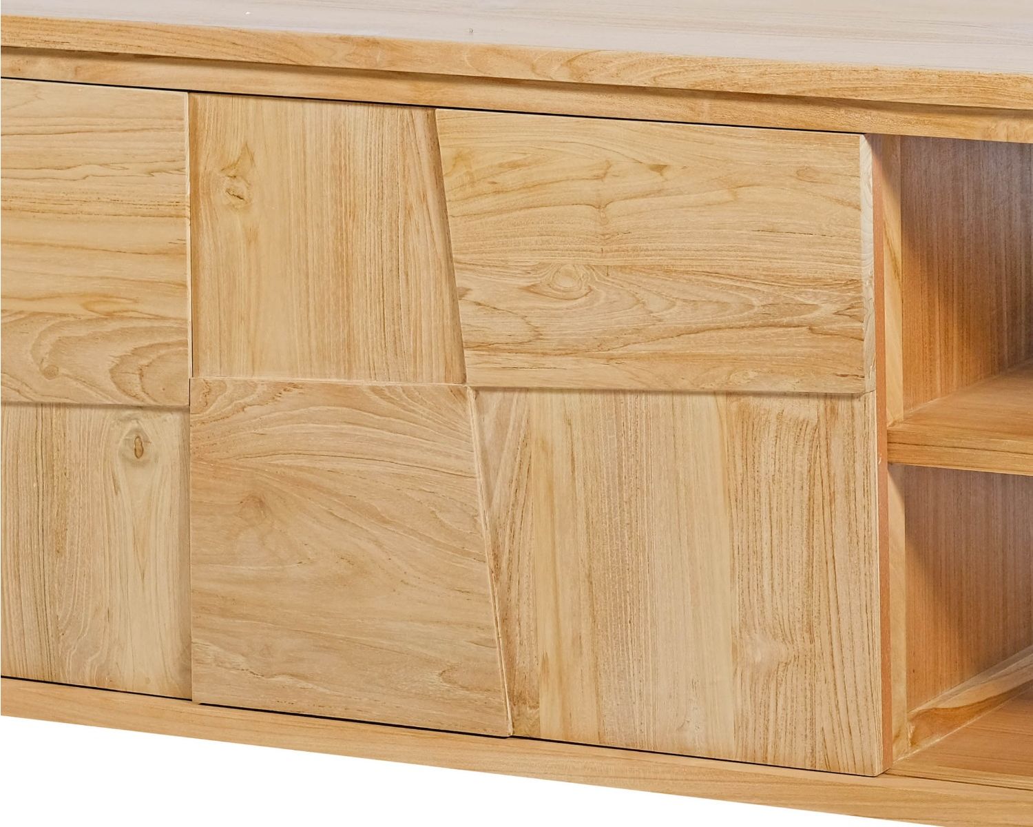 Meuble sous vasque suspendu en teck avec portes coulissantes 140 cm "Tao"