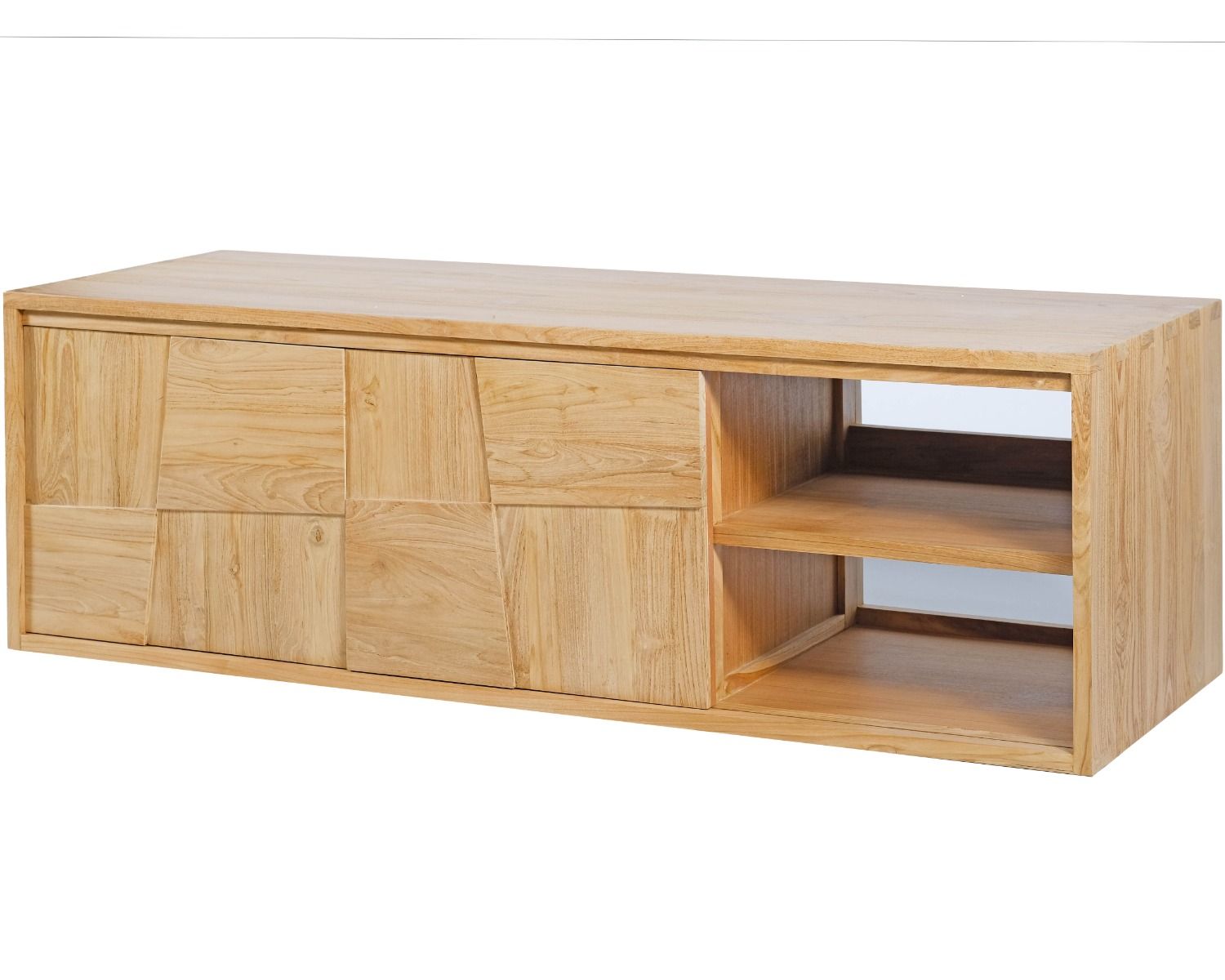 Meuble sous vasque suspendu en teck avec portes coulissantes 140 cm "Tao"