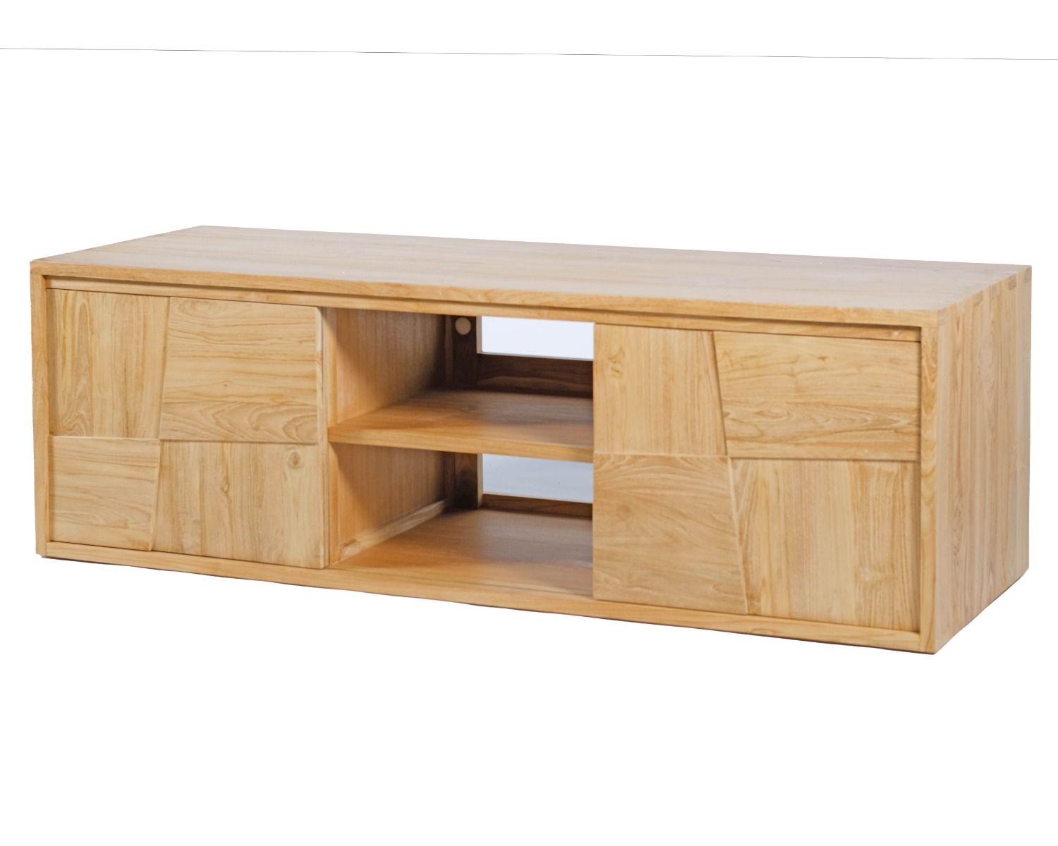 Meuble sous vasque suspendu en teck avec portes coulissantes 140 cm "Tao"