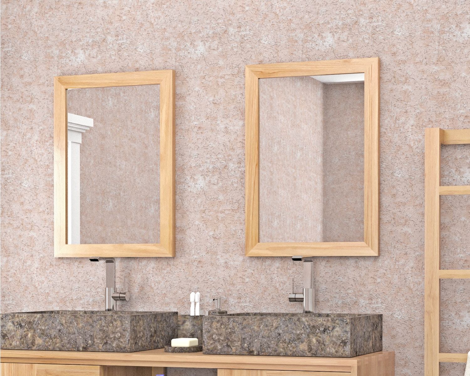 Miroir rectangulaire cadre en teck 50x70 cm