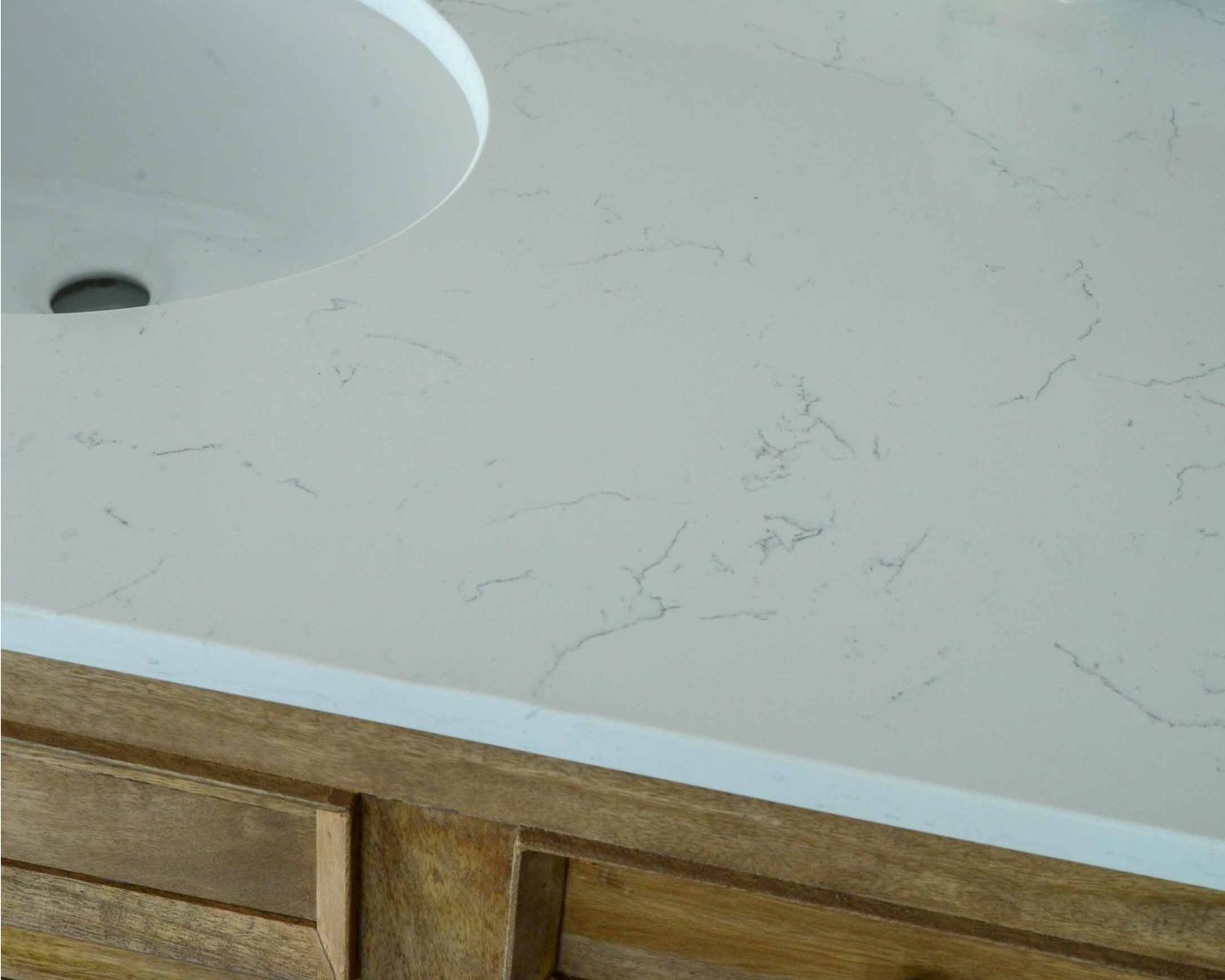 Meuble de salle de bain 2 vasques manguier et quartz blanc "Elégance"