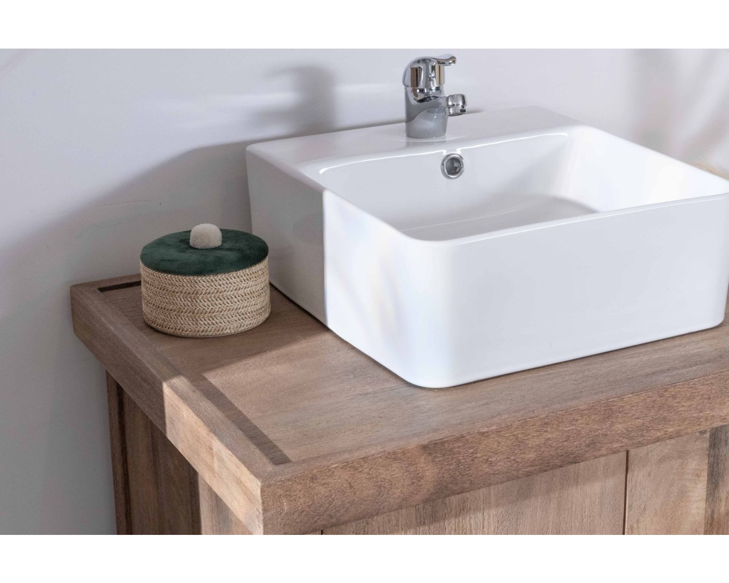 Meuble sous vasque double en manguier massif sablé 165cm "Maestro"