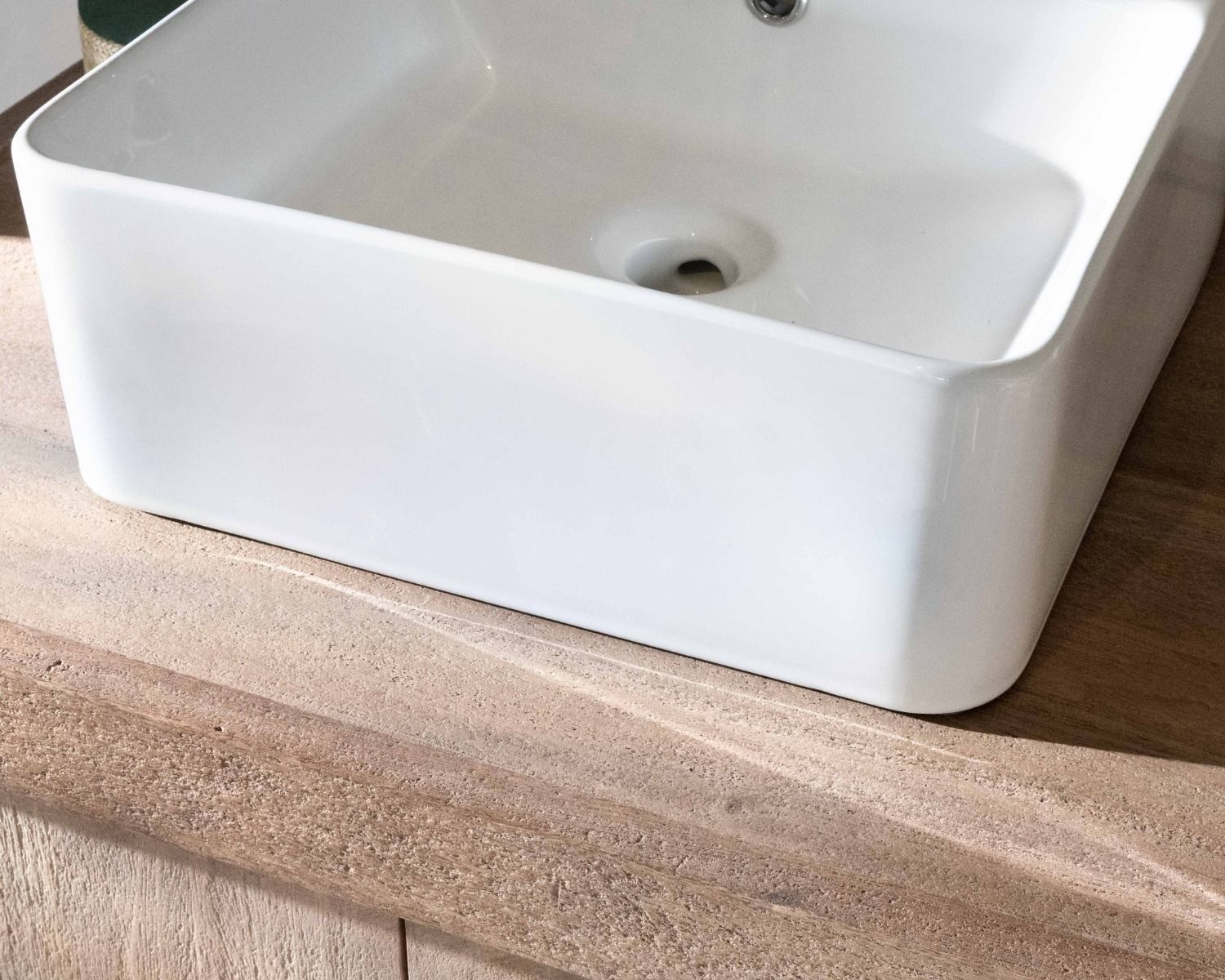 Meuble sous vasque double en manguier massif sablé 165cm "Maestro"