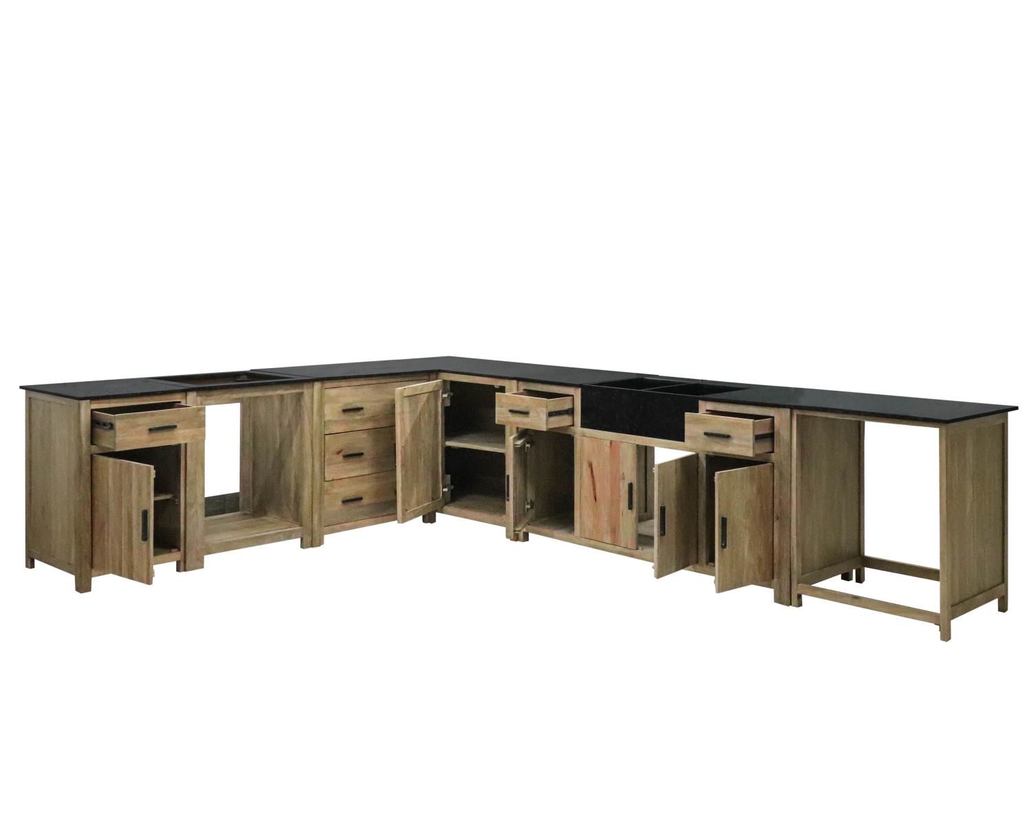 Meuble avec plateau granit pour four et plaques de cuisson "Grand Chef"