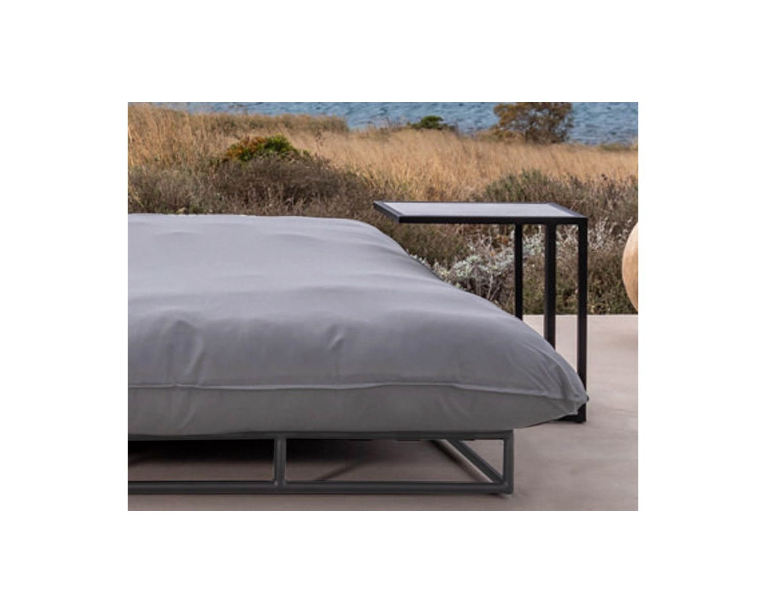 Bain de soleil double lounge en aluminium et tissu outdoor gris clair "Sipura Island"