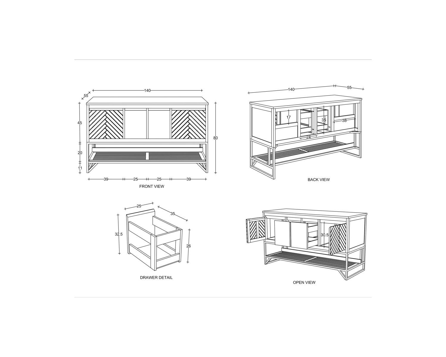 Meuble sous vasque en teck pieds métal et étagère 140 cm "Cali"