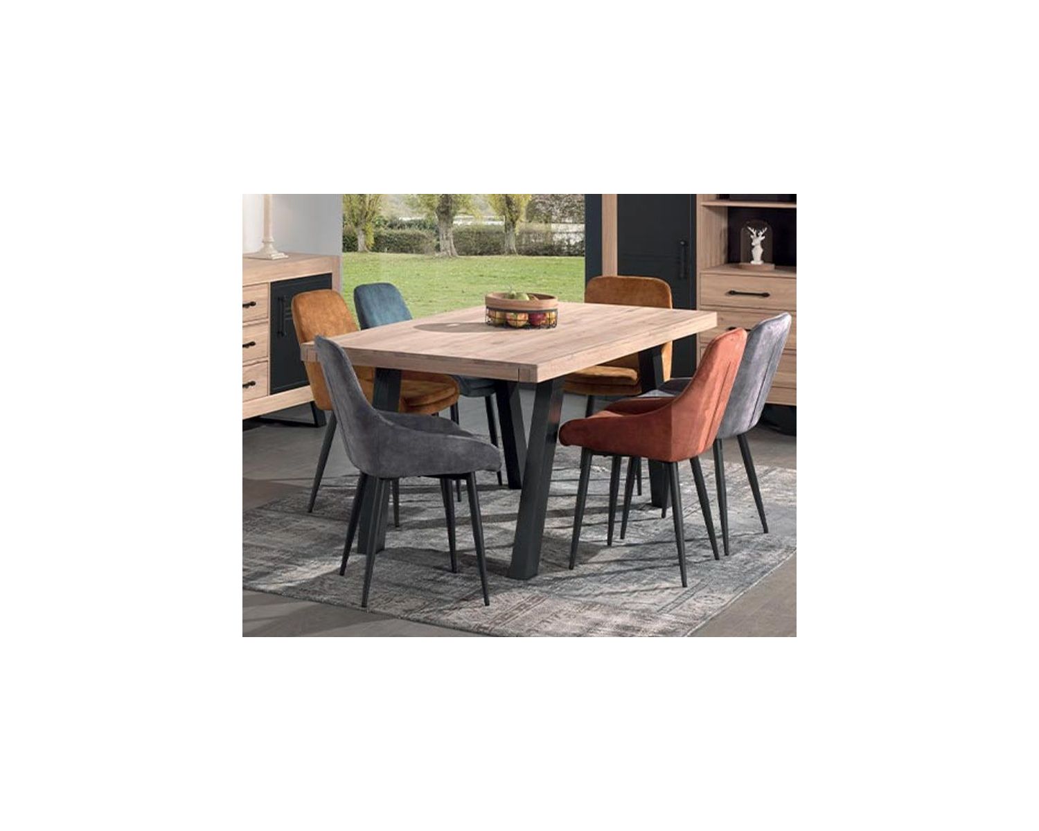 Table à manger contemporaine en chêne massif extensible "Davos"