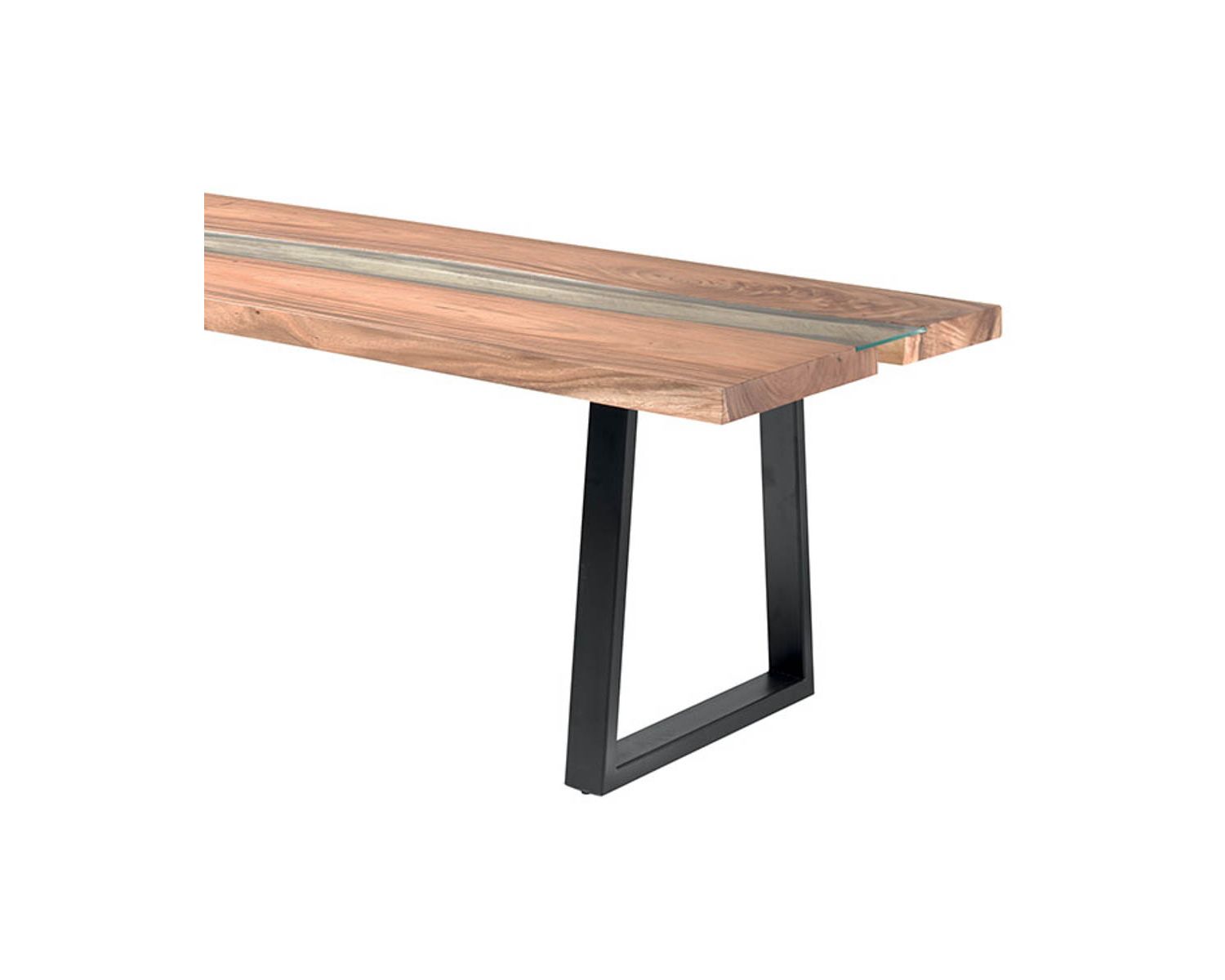 Table à manger moderne en bois de suar, verre et métal 240 cm "Zenia"