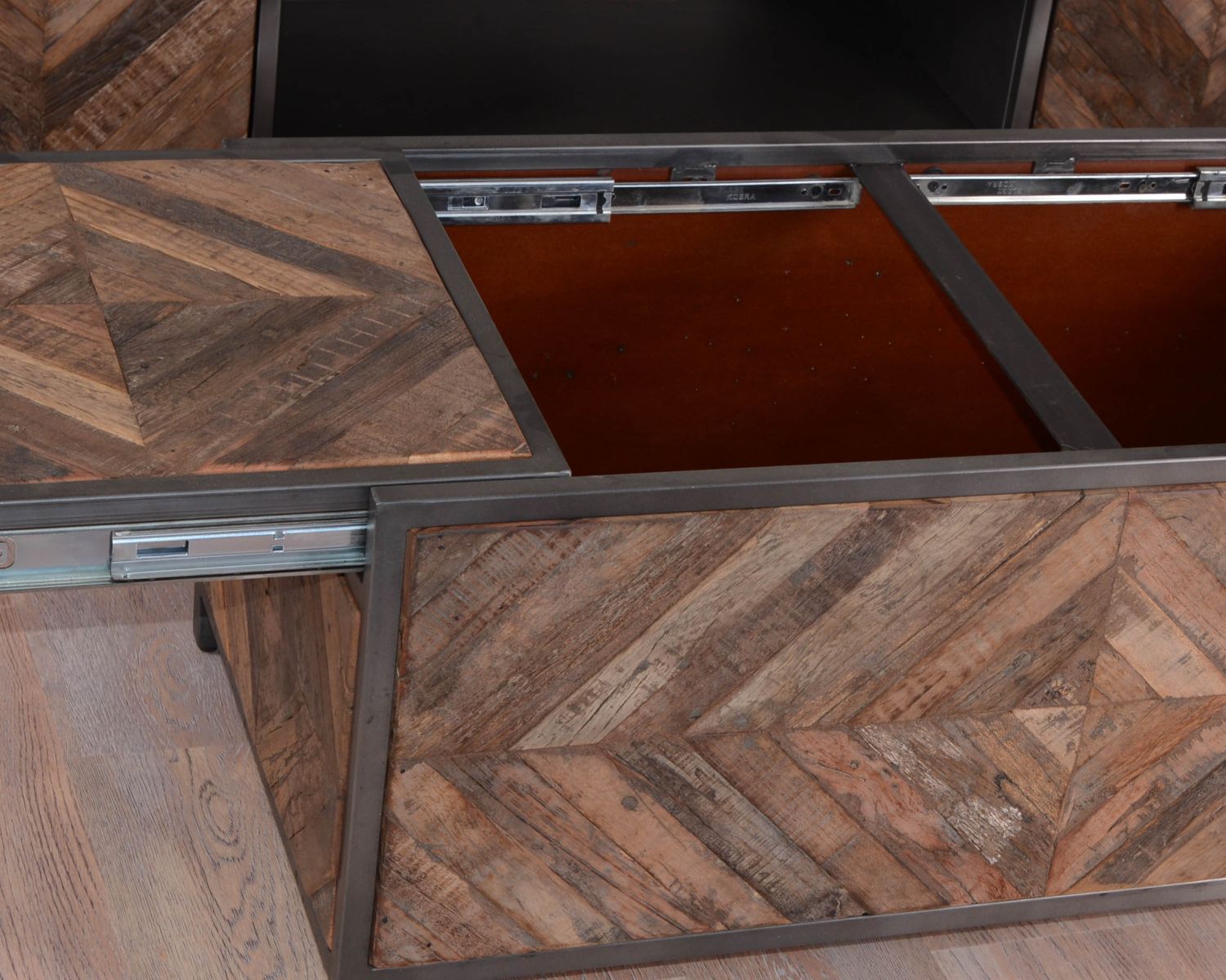 Table basse bar métal et bois industriel 100cm "Wood"