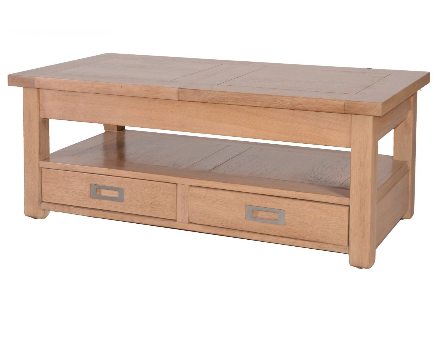 Table basse rectangulaire chêne massif avec allonge "Bella"