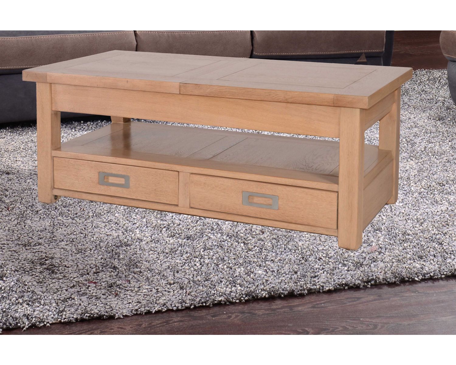 Table basse rectangulaire chêne massif avec allonge "Bella"