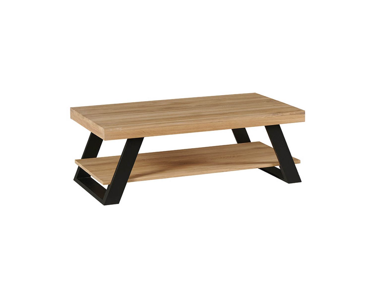 Table basse contemporaine chêne massif double plateau "Davos" Casita