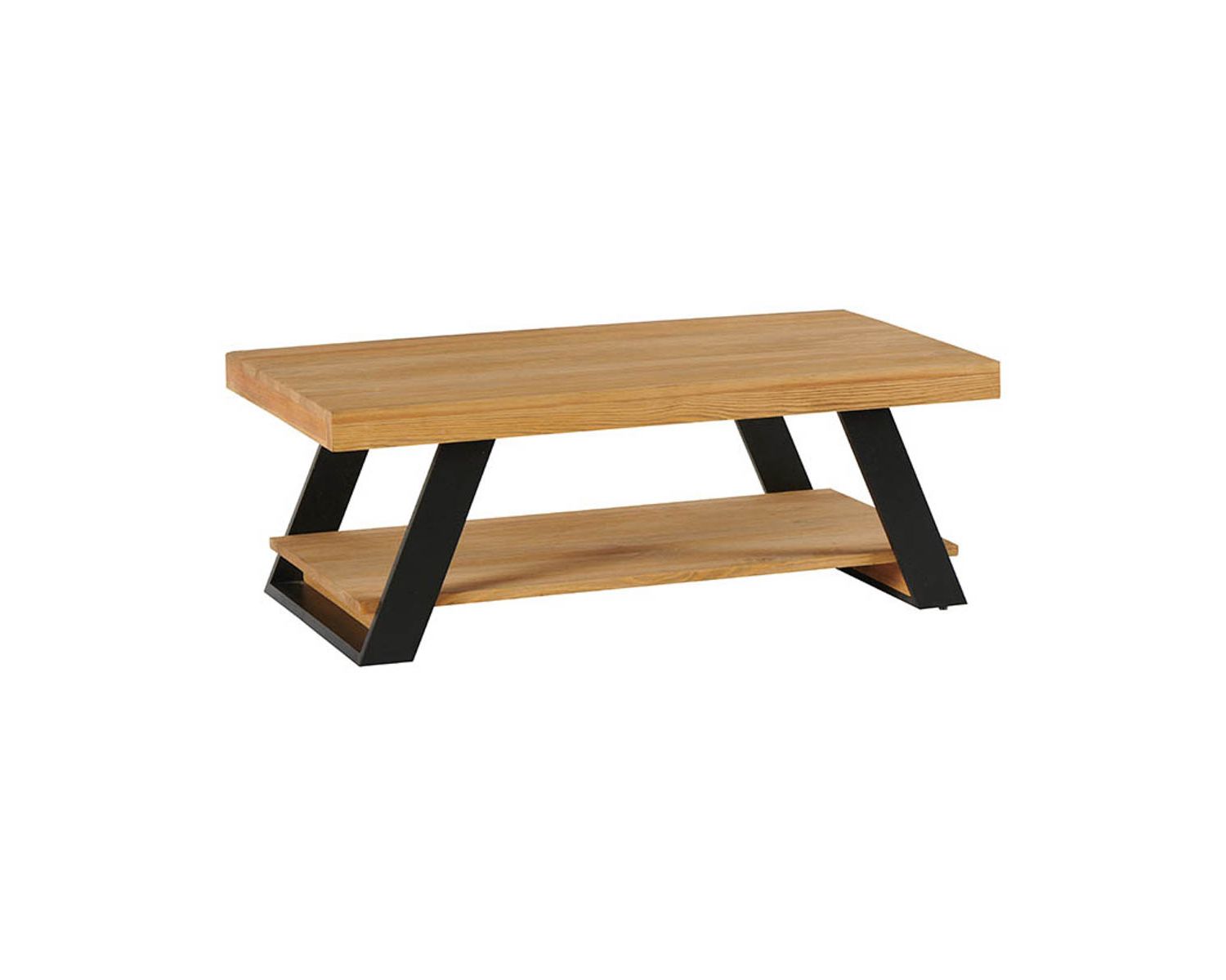 Table basse scandinave en bois massif avec double plateau "Cardiff"