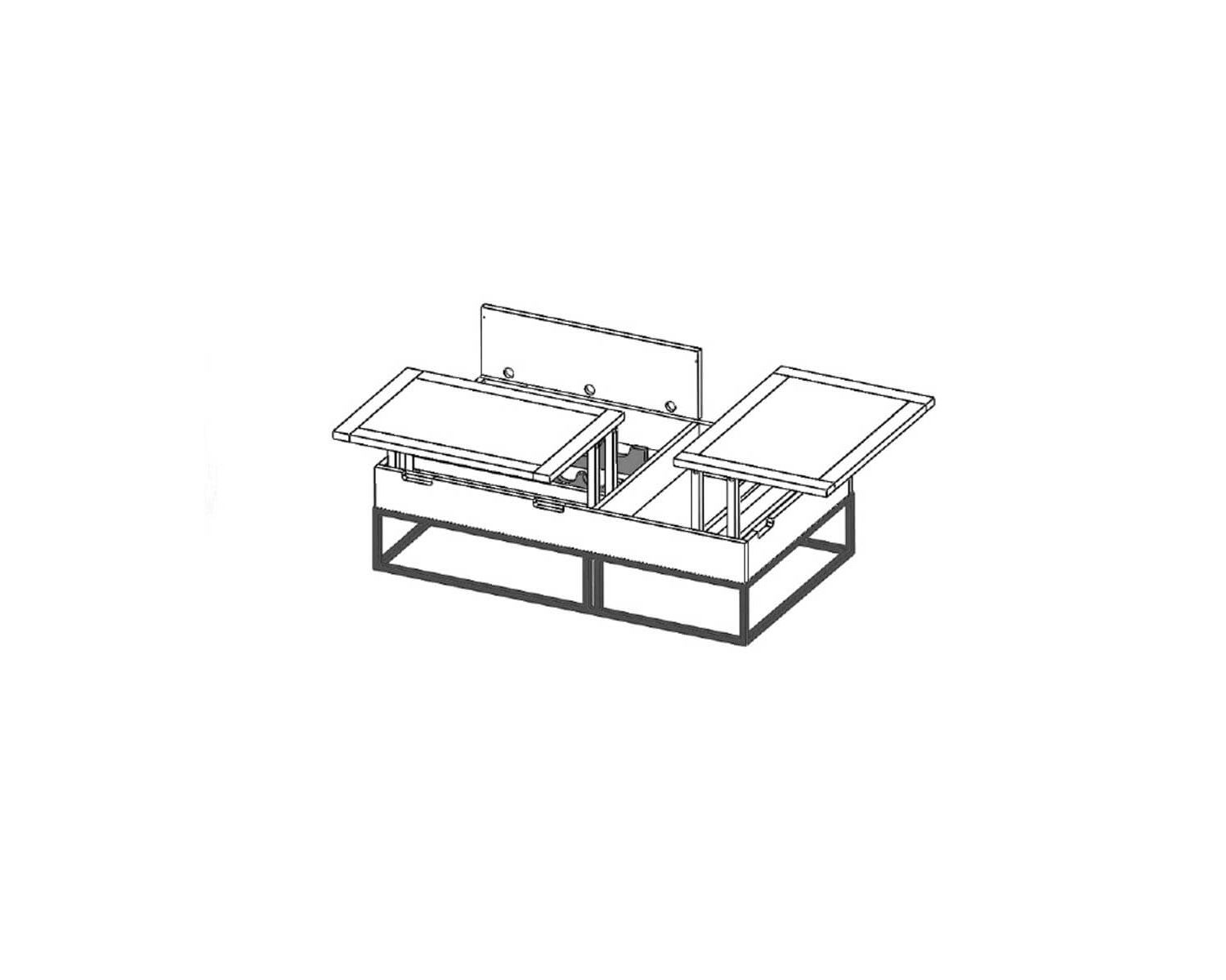 Table basse avec plateaux élévateurs retour droit "San Francisco"