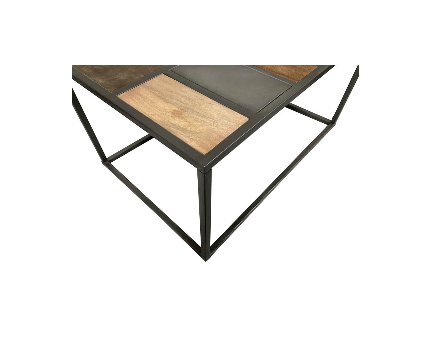 Table basse rectangulaire métal et bois piétement aérien "Camaïeu"