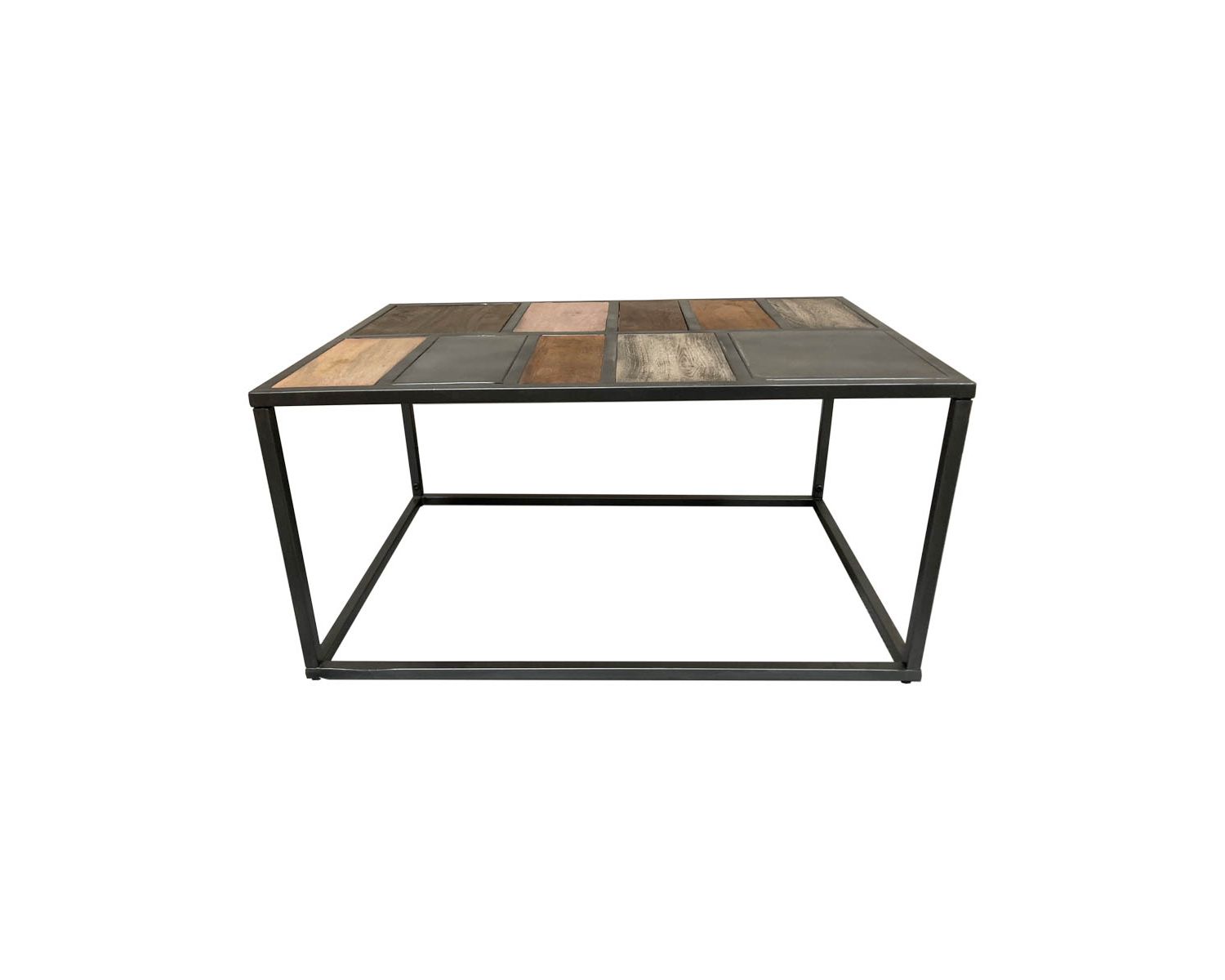 Table basse rectangulaire métal et bois piétement aérien "Camaïeu"