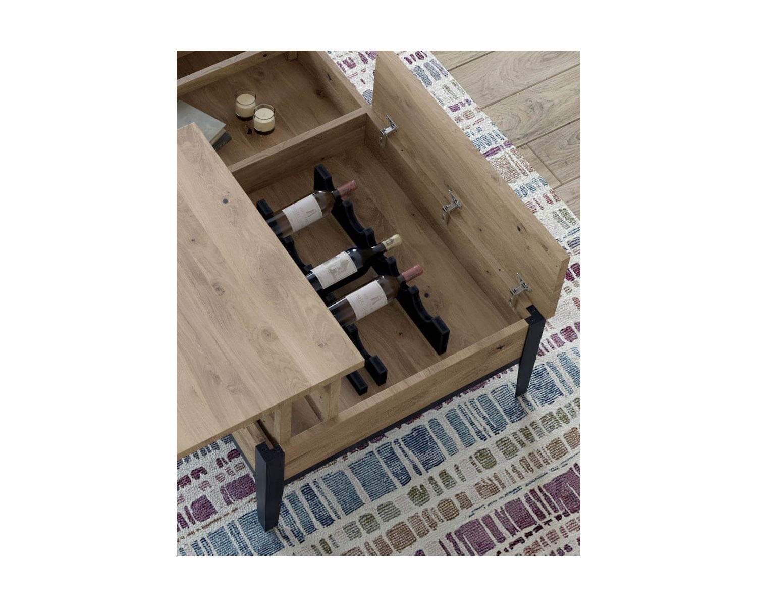 Table de salon moderne avec plateaux élévateurs "Breeze" retour gauche