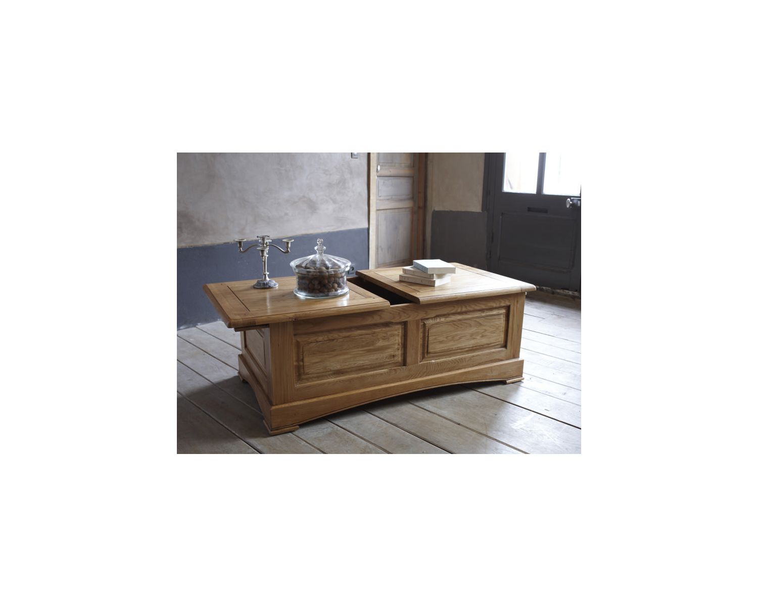 Table basse bar chêne massif grand modèle "Antique"