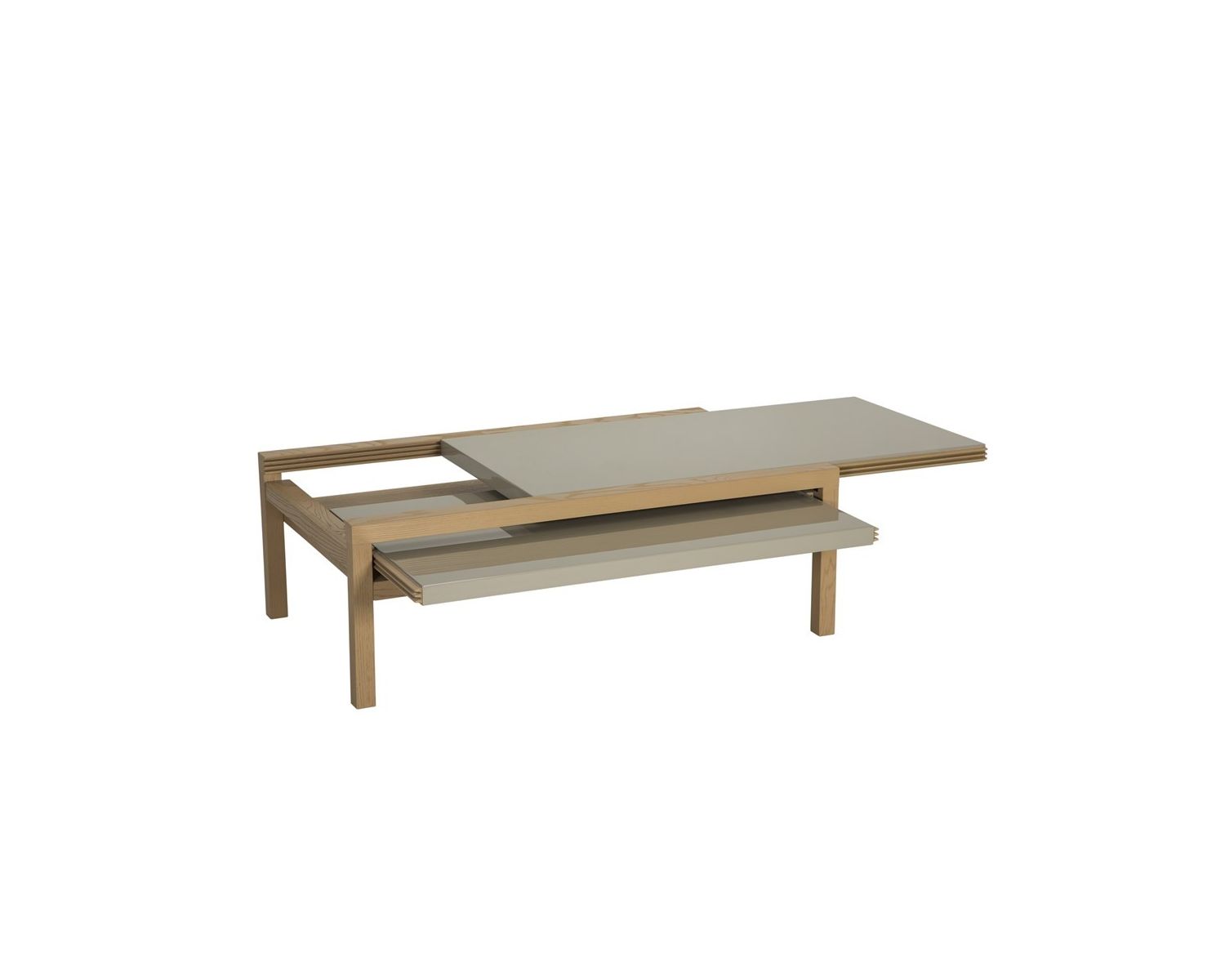 Table basse taupe et chêne "Kooka"