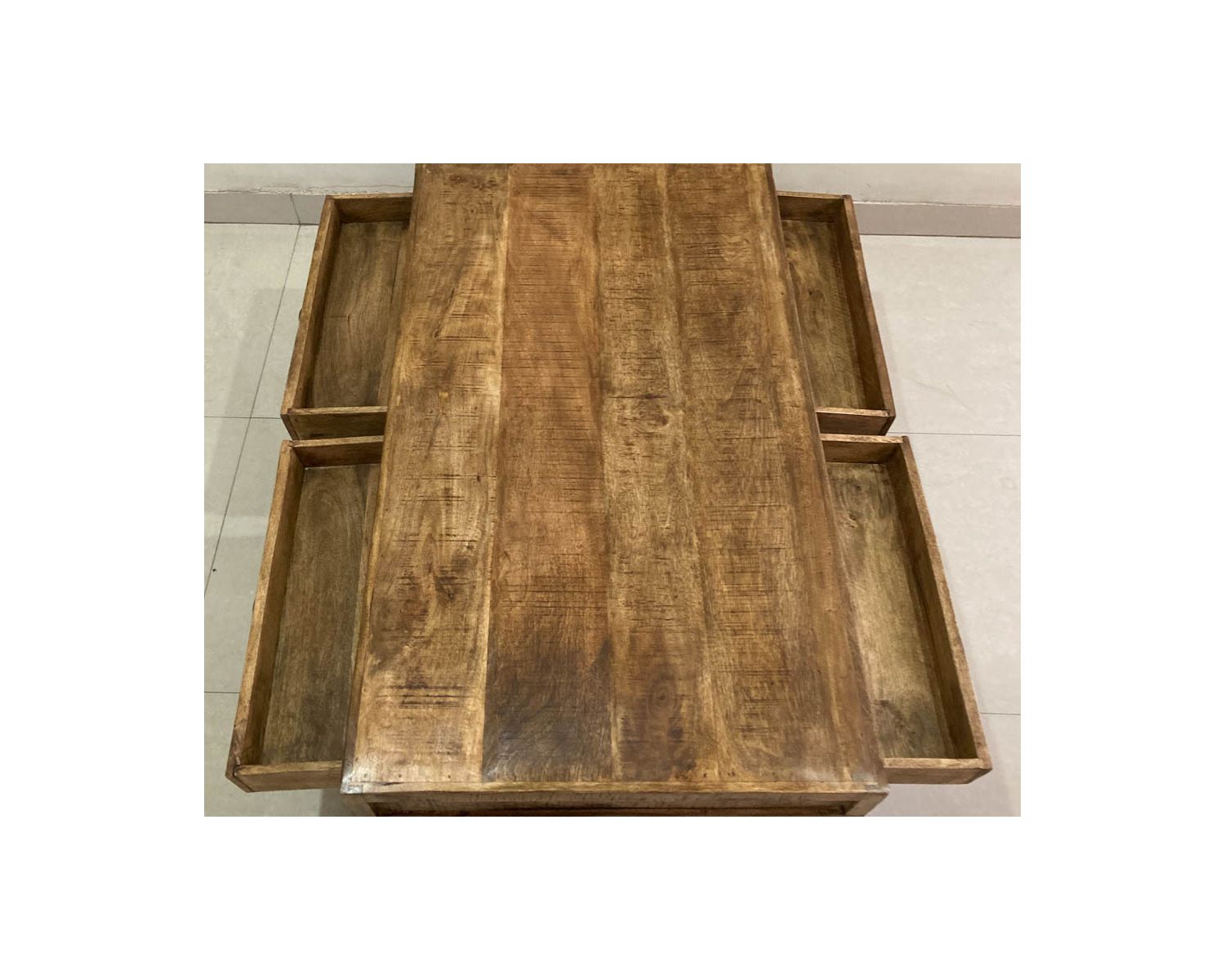 Table basse 4 tiroirs manguier massif "Emil"