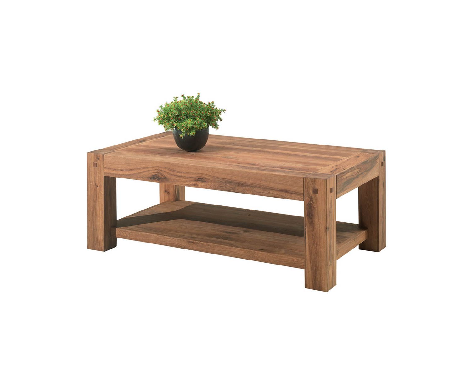 Table basse double plateau en chêne massif huilé "Lodge Casita" 120cm