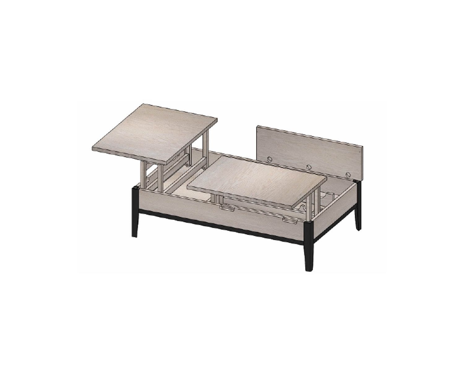 Table de salon moderne avec plateaux élévateurs "Breeze" retour gauche