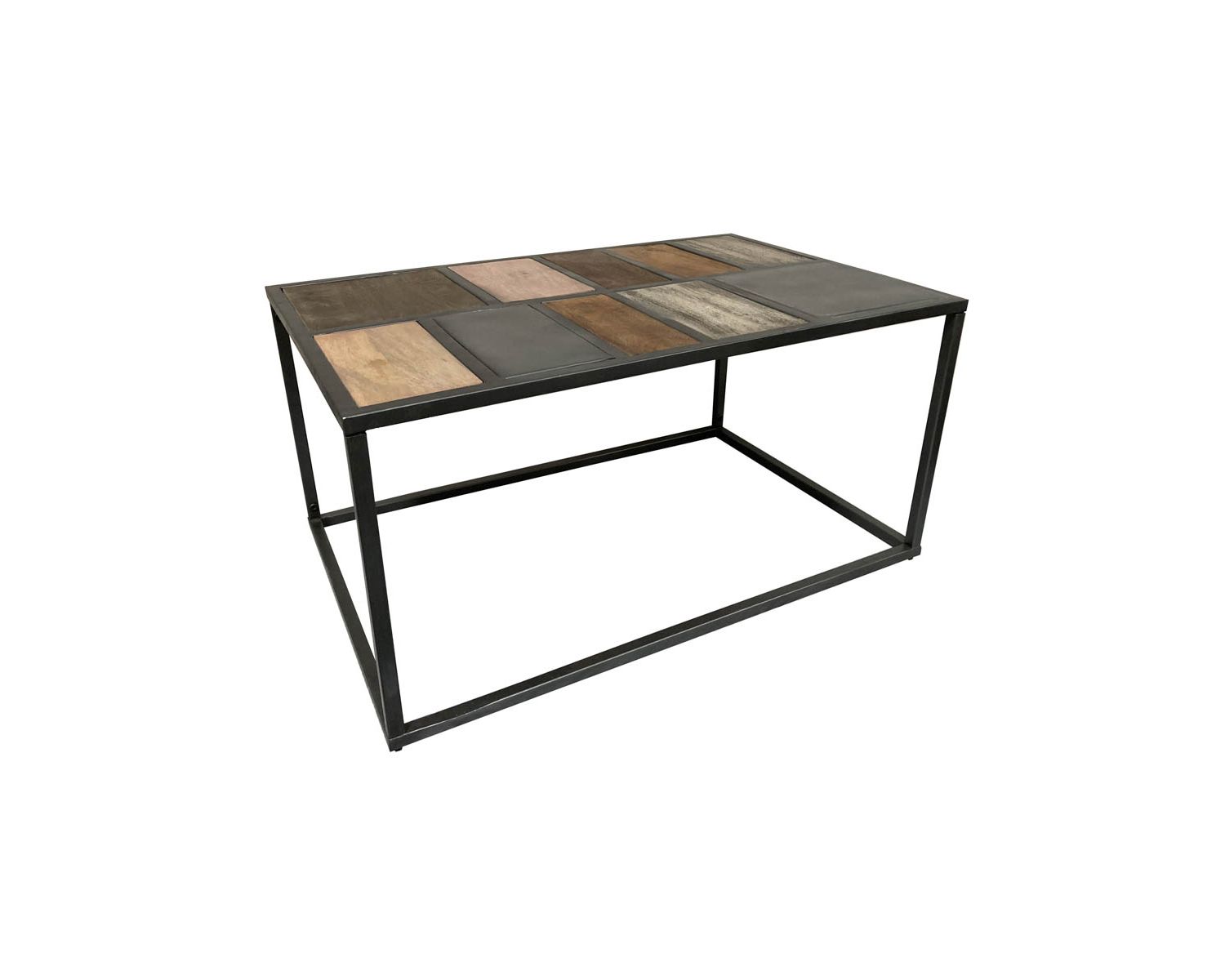 Table basse rectangulaire métal et bois piétement aérien "Camaïeu"