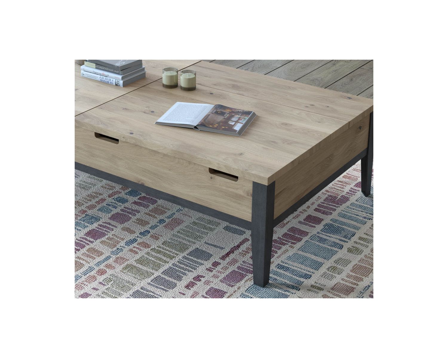 Table de salon moderne avec plateaux élévateurs "Breeze" retour gauche