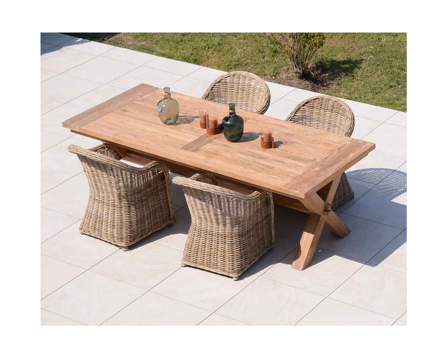 Table de repas en bois de teck recyclé 6/8 personnes "Balangan Beach" 200 cm