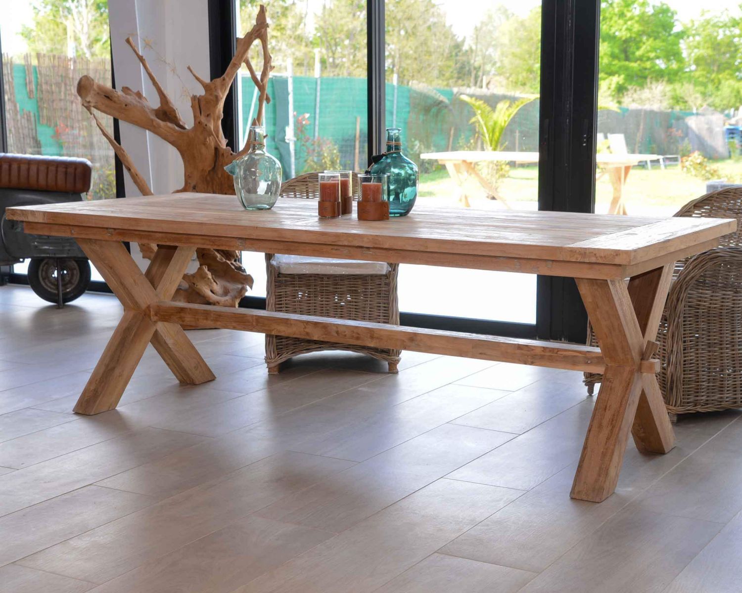 Grande table de repas en teck recyclé 8/10 personnes "Balangan Beach"