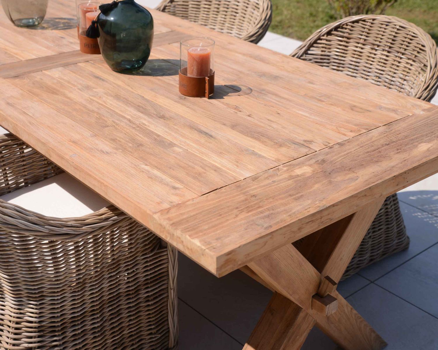 Grande table de repas en teck recyclé 8/10 personnes "Balangan Beach"