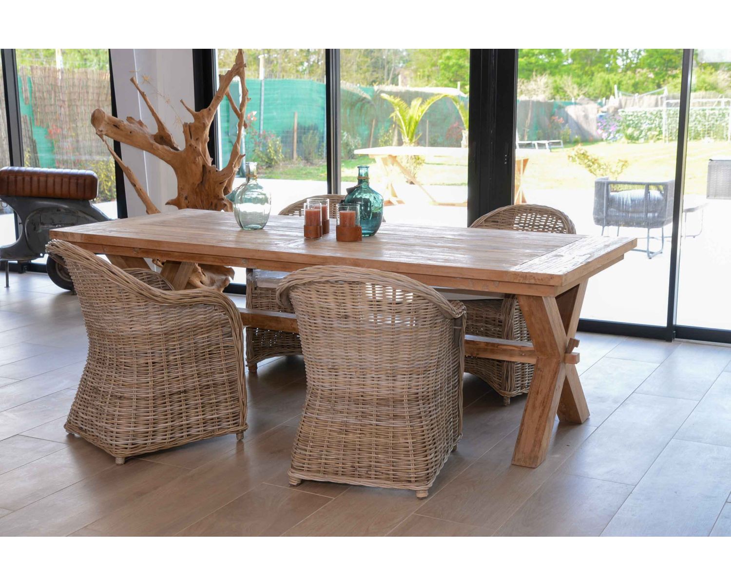 Grande table de repas en teck recyclé 8/10 personnes "Balangan Beach"