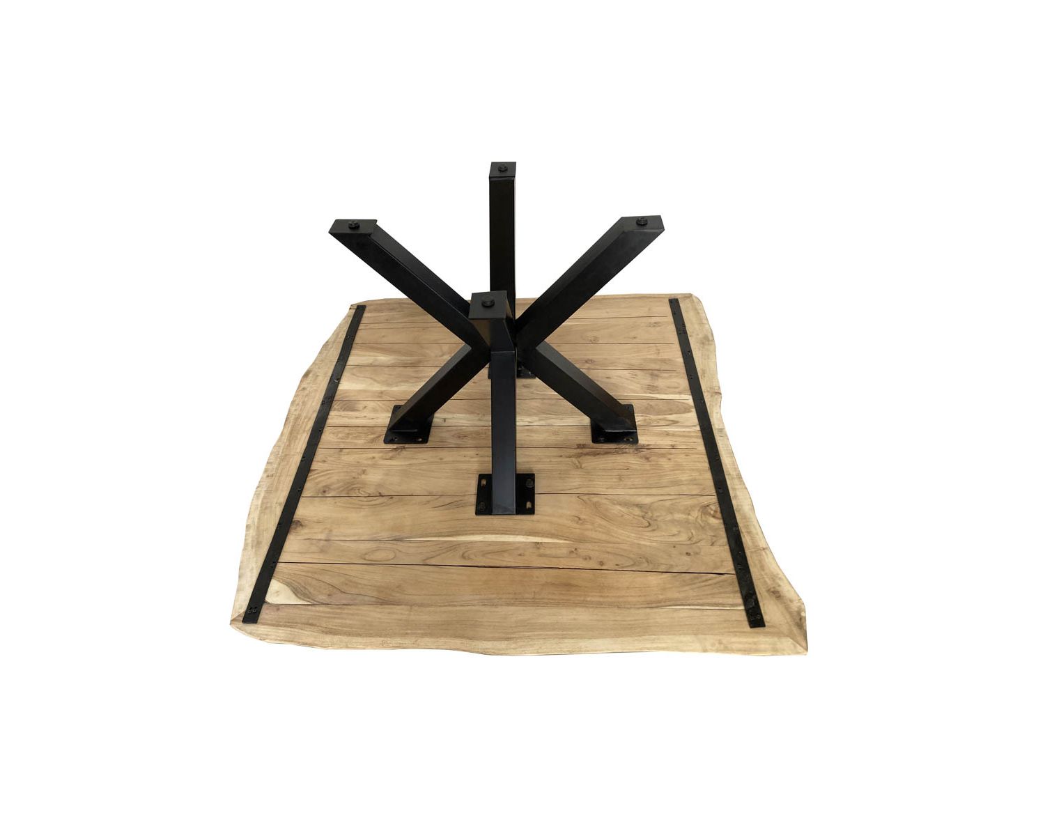 Table de repas en acacia et pieds mikado "3D" plateau forme carrée 150 cm
