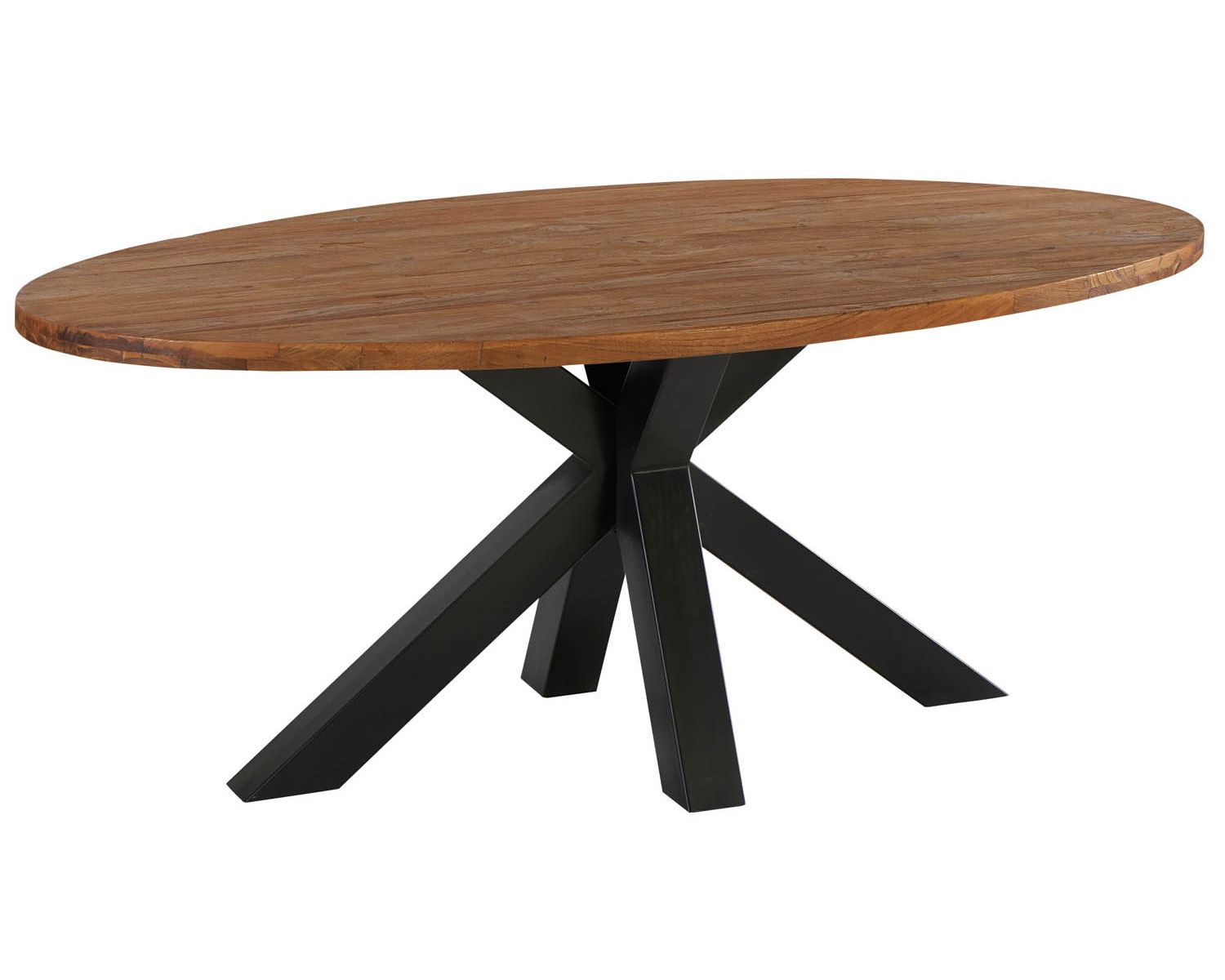 Table ovale en teck massif naturel recyclé pied métal 190 cm "Roster"