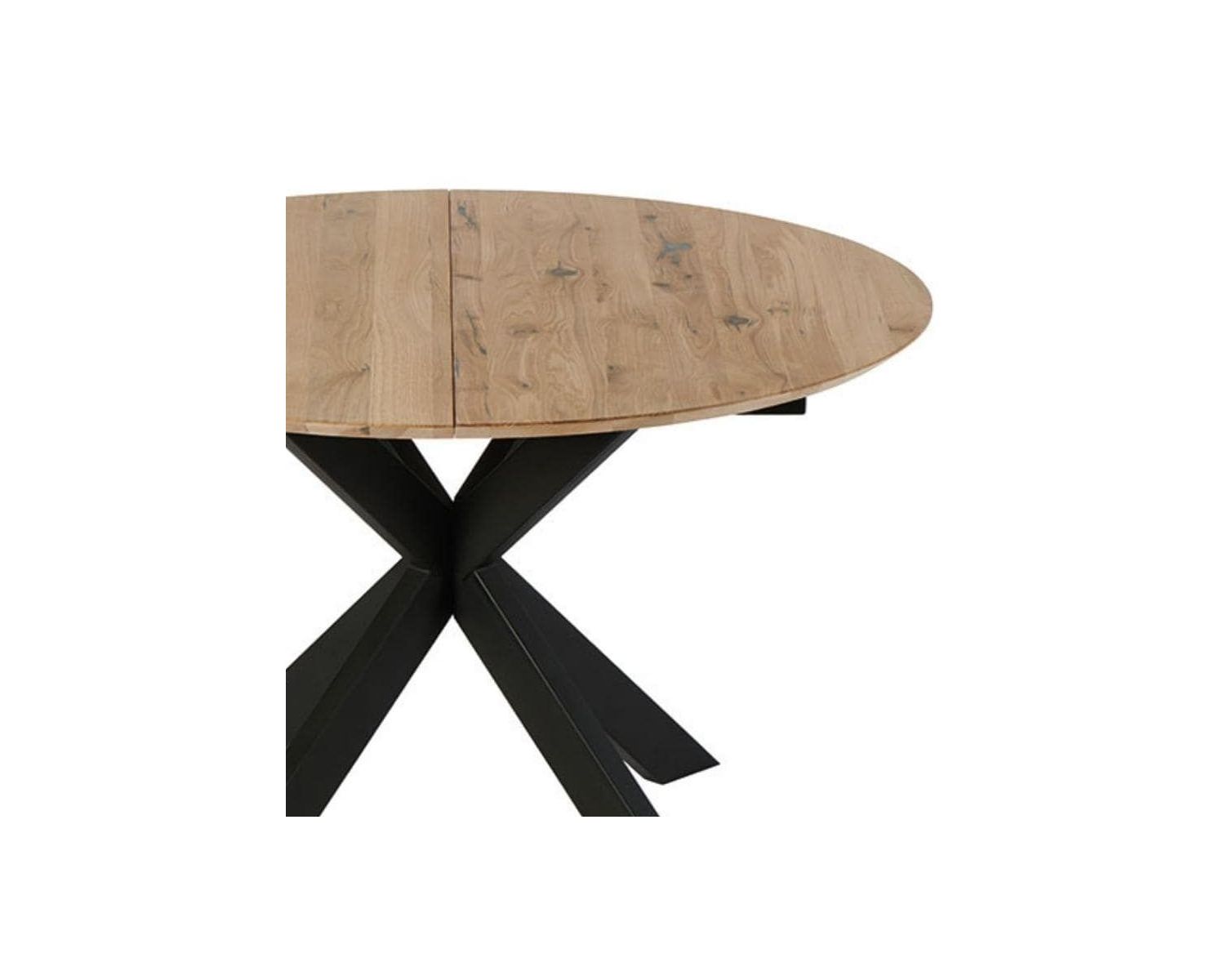 Table à manger ronde 120 cm extensible en chêne massif blanchi "Lana"