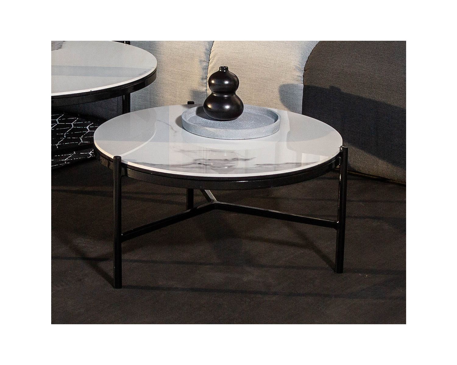 Table basse en céramique et aluminium, diam.60 "Lazy Beach"