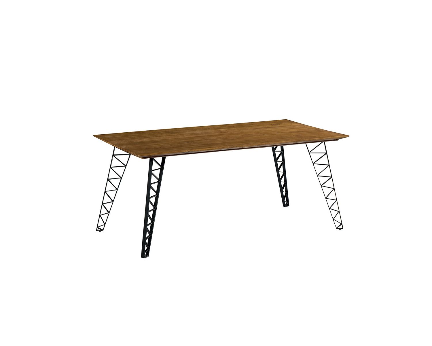 Grande table de salle à manger en teck recyclé et métal noir "Fairley"