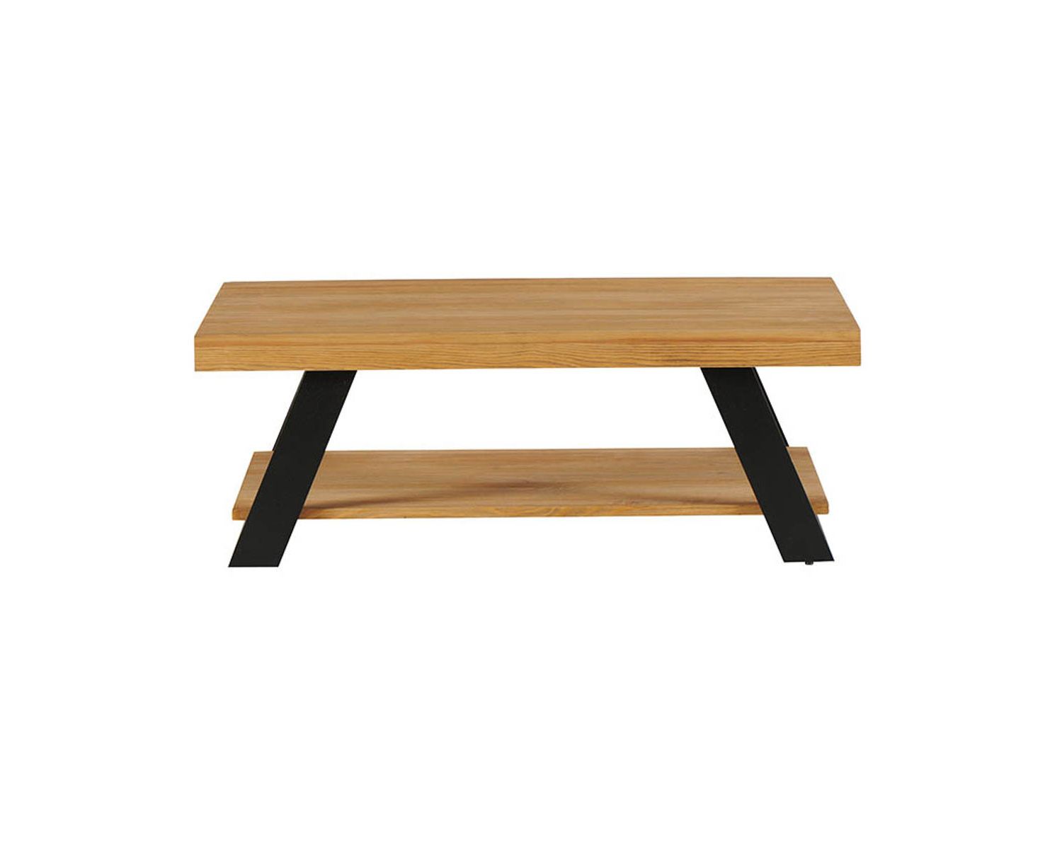 Table basse scandinave en bois massif avec double plateau "Cardiff"