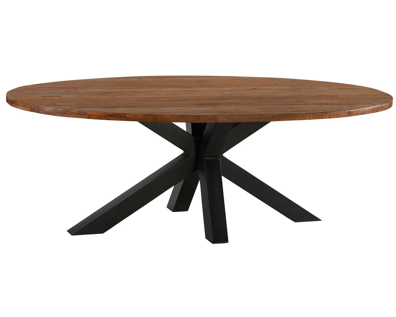 Table ovale en teck massif naturel pied métal en 230 cm "Roster"
