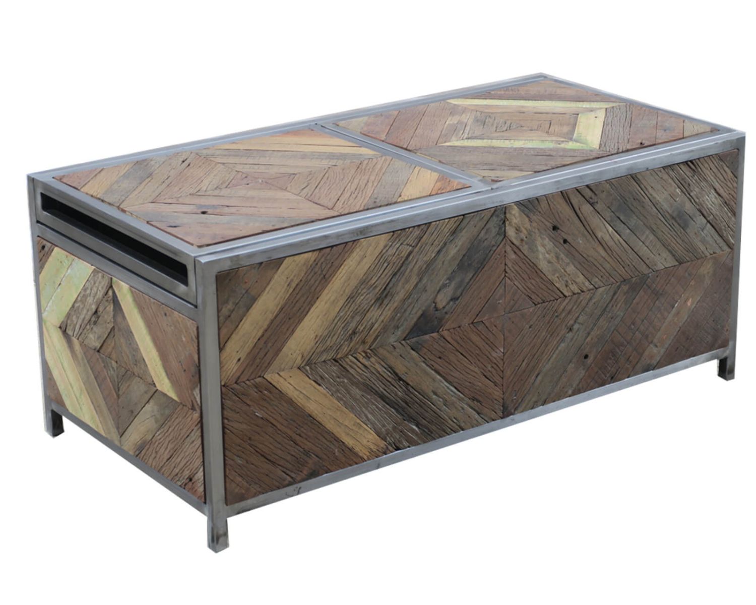 Table basse bar métal et bois industriel 100cm "Wood"