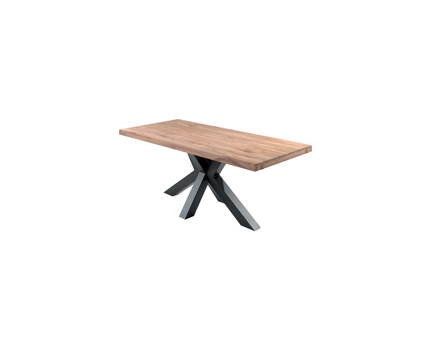 Table de repas 2m chêne massif pied central étoile noire "Smokey"