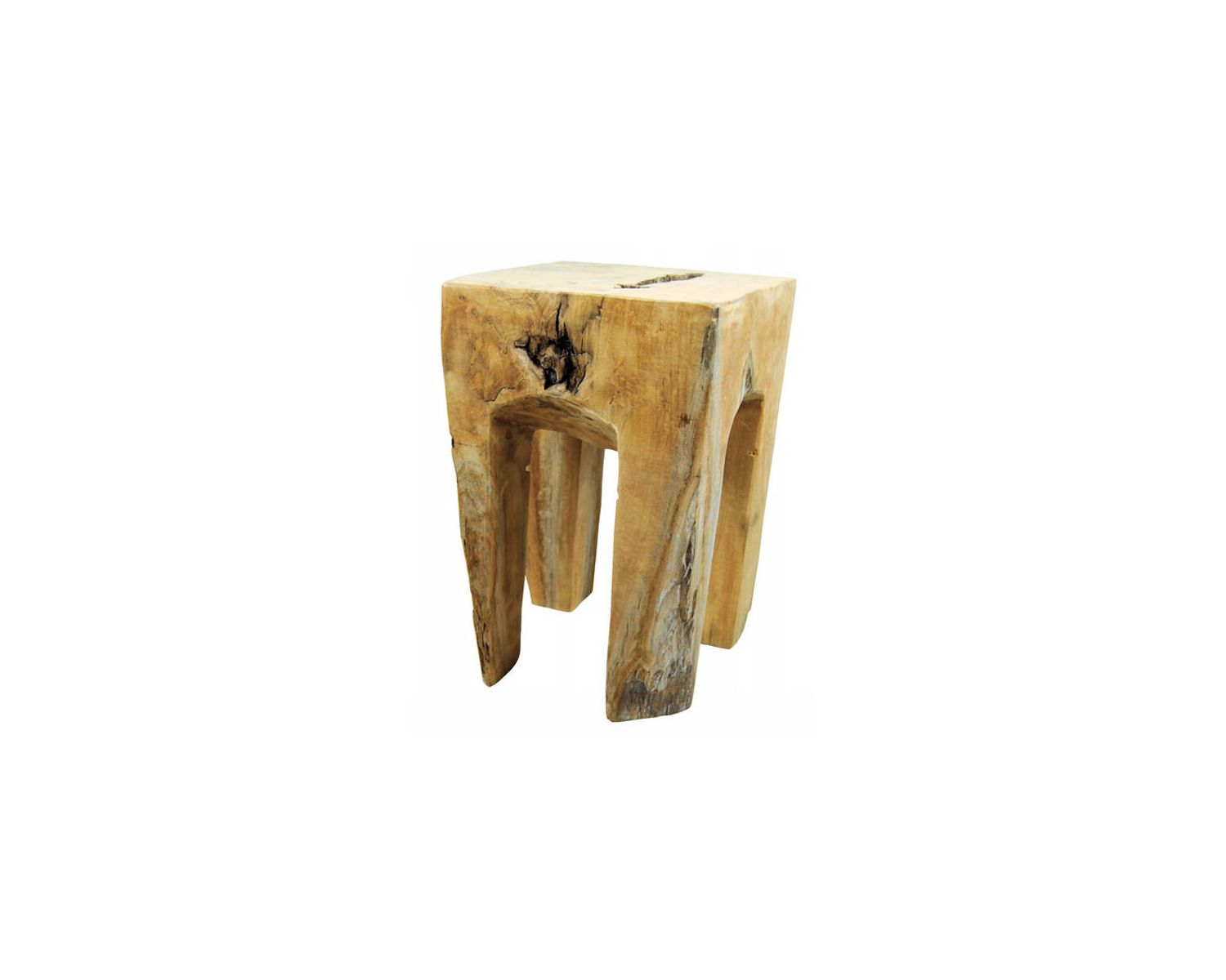 Tabouret carré teck massif brut "Farmer"