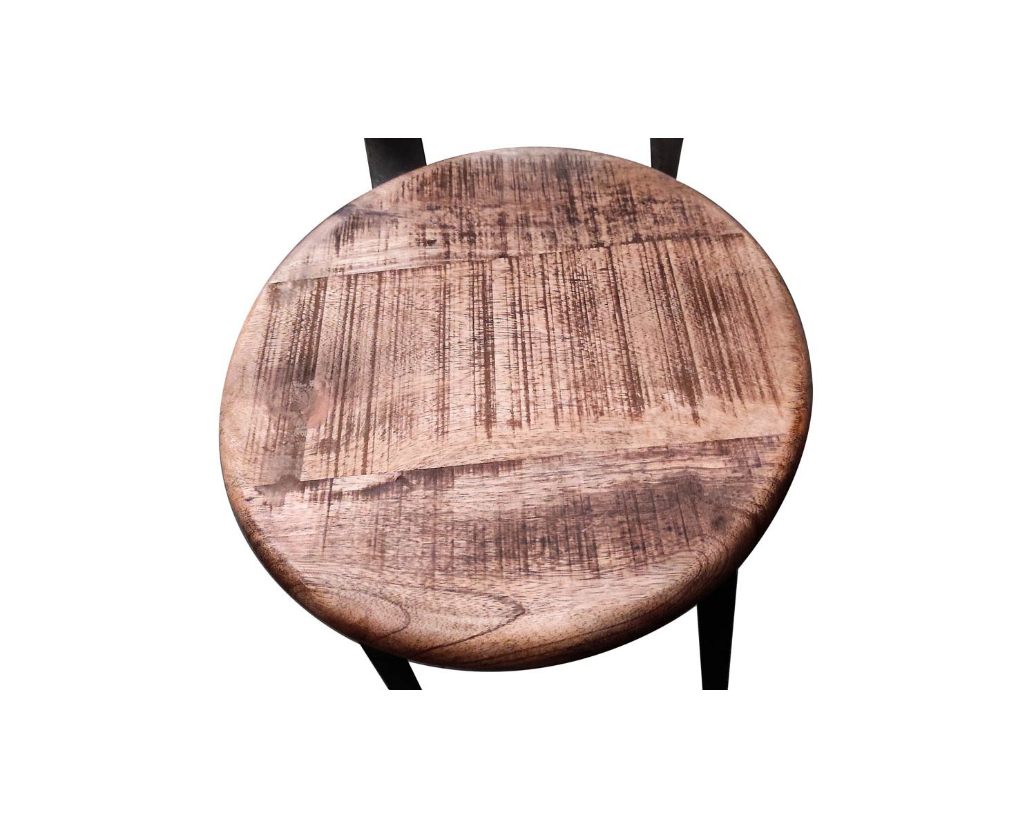 Chaise de bar pour îlot métal noir et bois exotique "Atelier Grey"