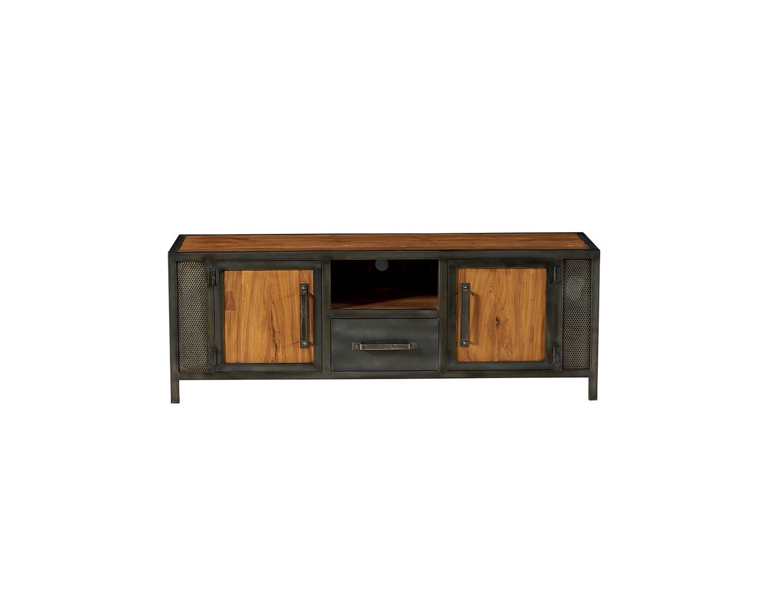 Meuble TV industriel 150 cm "Talmo" en teck recyclé