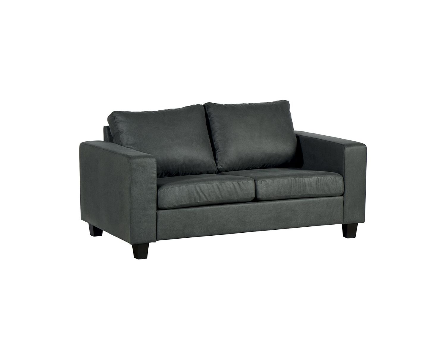 Canapé 2 places en tissu microfibre doux gris foncé "Thomson"