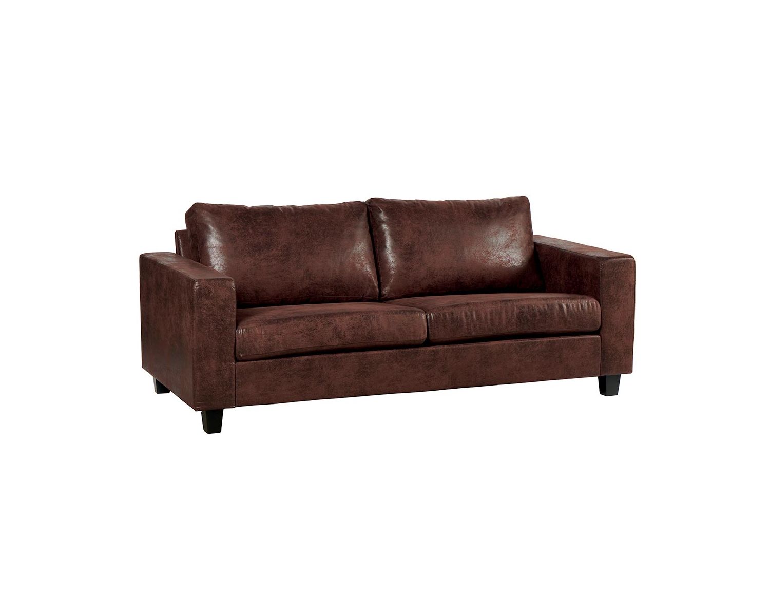 Canapé droit 3 places "Thomson" tissu microfibre marron