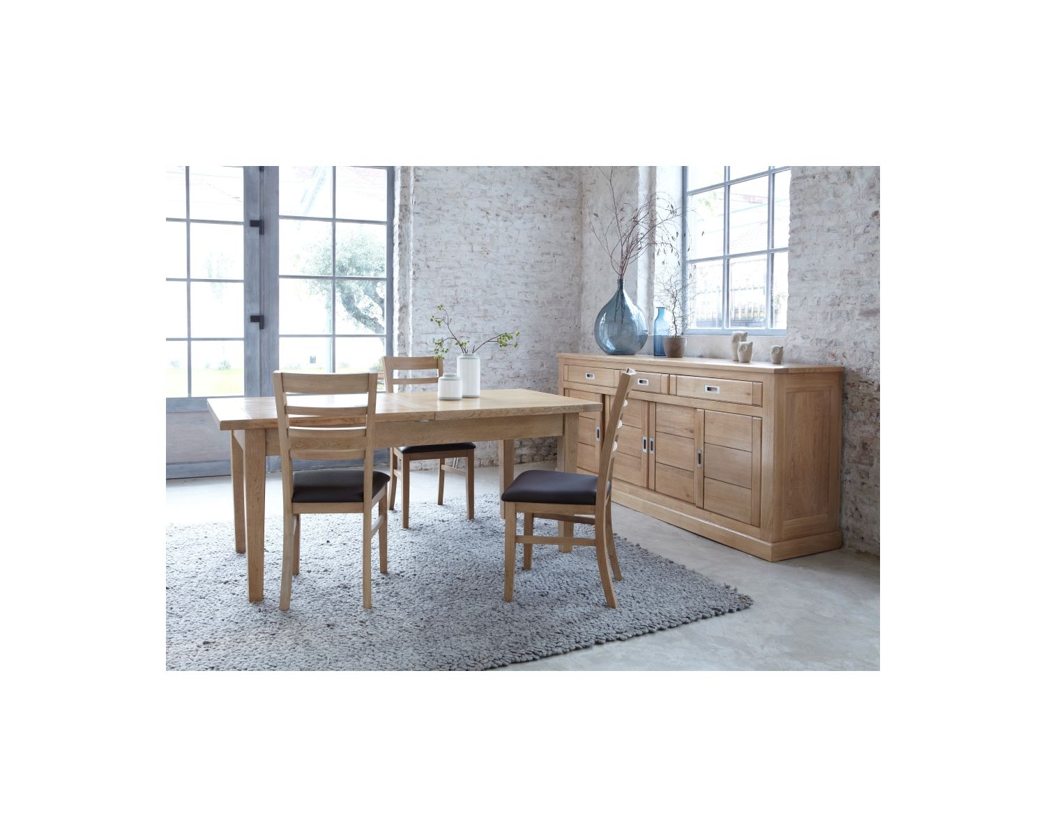 Bahut 4 portes chêne massif "Bella"