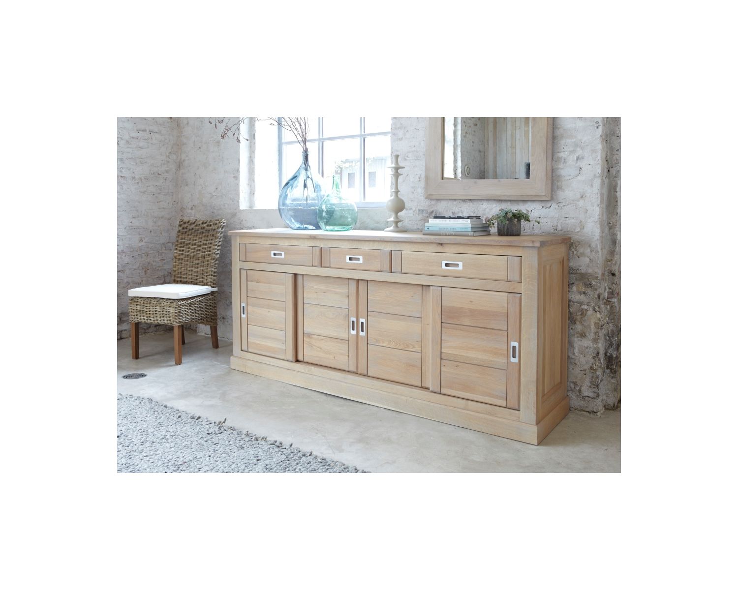 Bahut 4 portes chêne massif "Bella"