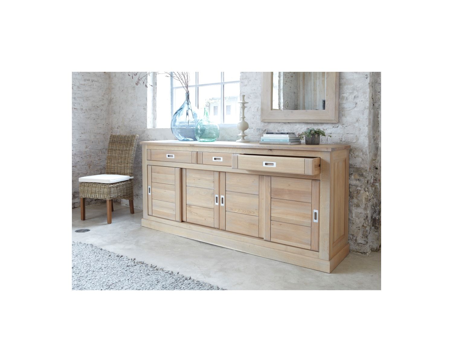 Bahut 4 portes chêne massif "Bella"